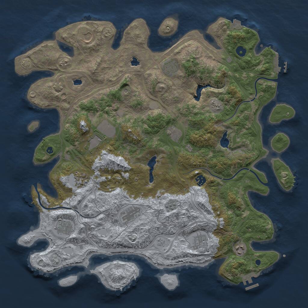 Rust Map: Procedural Map, Size: 4500, Seed: 1871279009, 17 Monuments