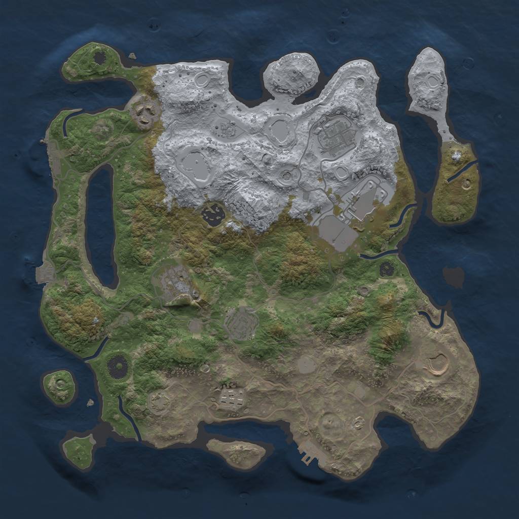 Rust Map: Procedural Map, Size: 3550, Seed: 40053751, 16 Monuments