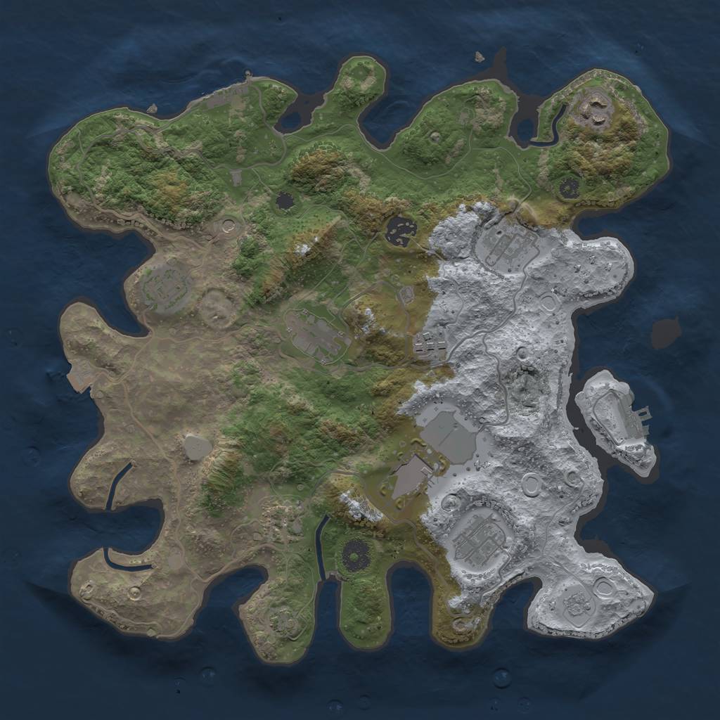 Rust Map: Procedural Map, Size: 3500, Seed: 275761421, 17 Monuments