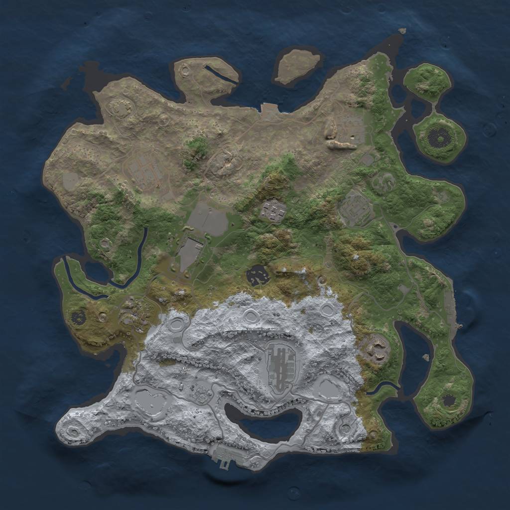 Rust Map: Procedural Map, Size: 3500, Seed: 948557940, 17 Monuments