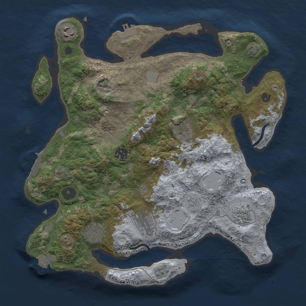 Rust Map: Procedural Map, Size: 3450, Seed: 98307215, 15 Monuments