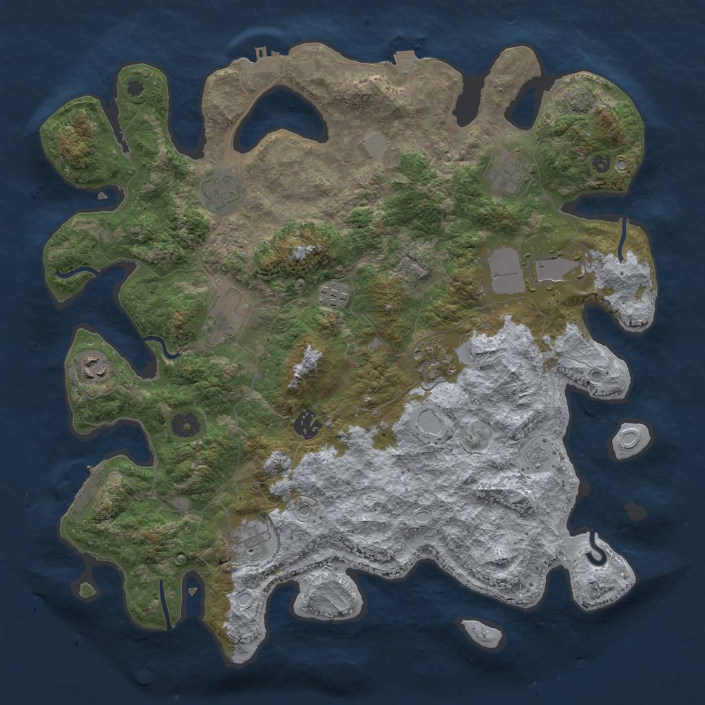 Rust Map: Procedural Map, Size: 3900, Seed: 45029053, 17 Monuments