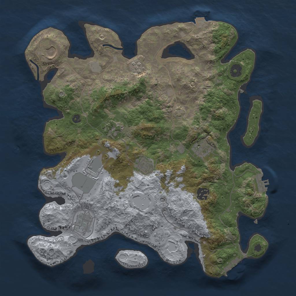 Rust Map: Procedural Map, Size: 3500, Seed: 81140, 16 Monuments