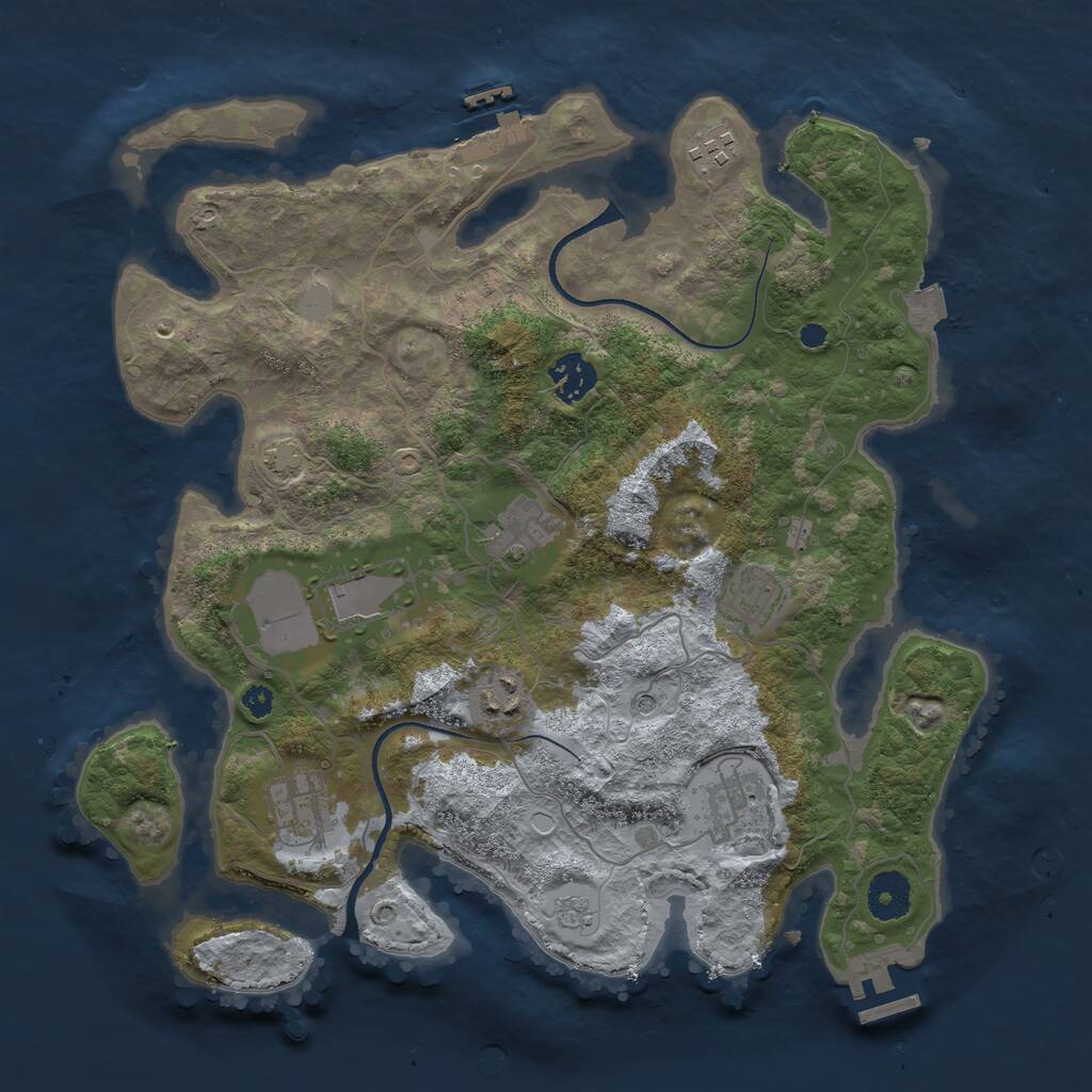 Rust Map: Procedural Map, Size: 3500, Seed: 968423119, 14 Monuments