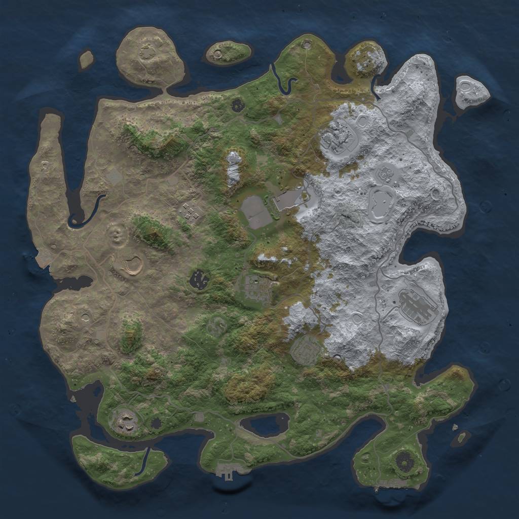 Rust Map: Procedural Map, Size: 4100, Seed: 67996072, 17 Monuments