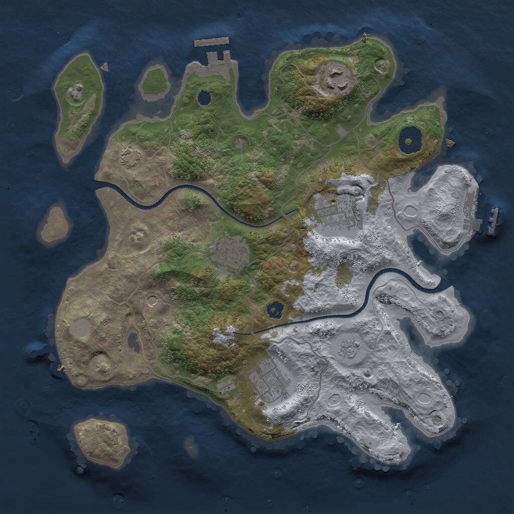 Rust Map: Procedural Map, Size: 3000, Seed: 1140330877, 10 Monuments