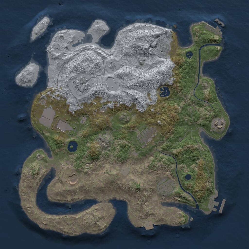 Rust Map: Procedural Map, Size: 3500, Seed: 12502, 14 Monuments