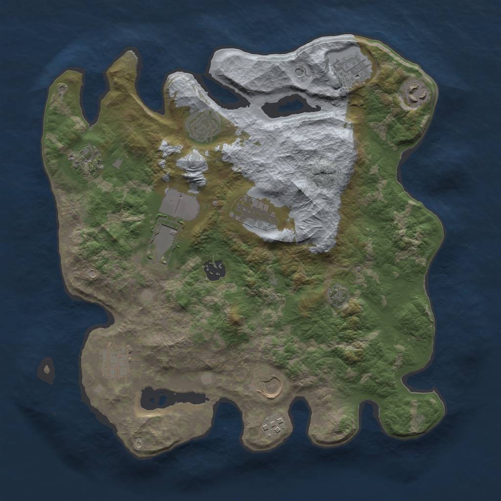 Rust Map: Barren, Size: 3500, Seed: 11221122, 14 Monuments