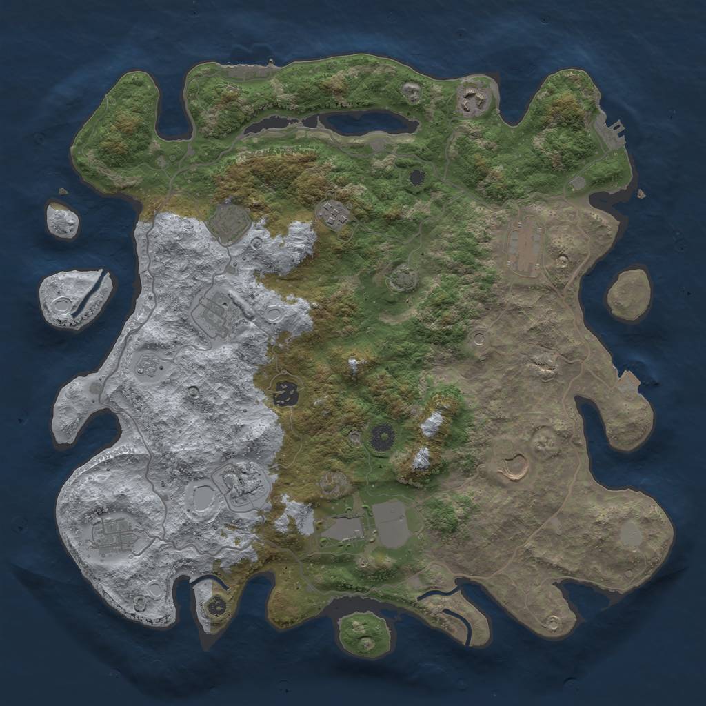 Rust Map: Procedural Map, Size: 4000, Seed: 1244909805, 18 Monuments