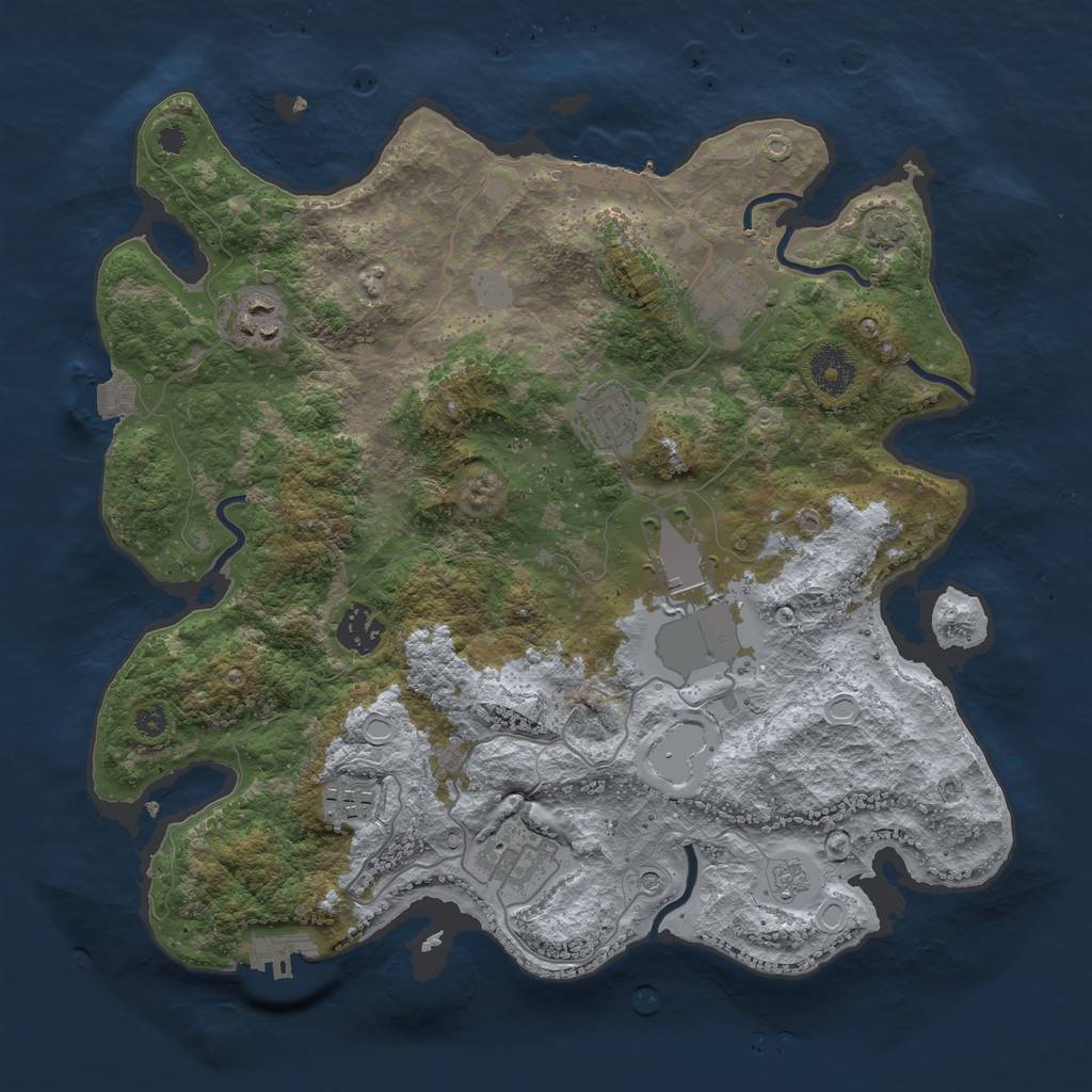 Rust Map: Procedural Map, Size: 3500, Seed: 1242859343, 15 Monuments