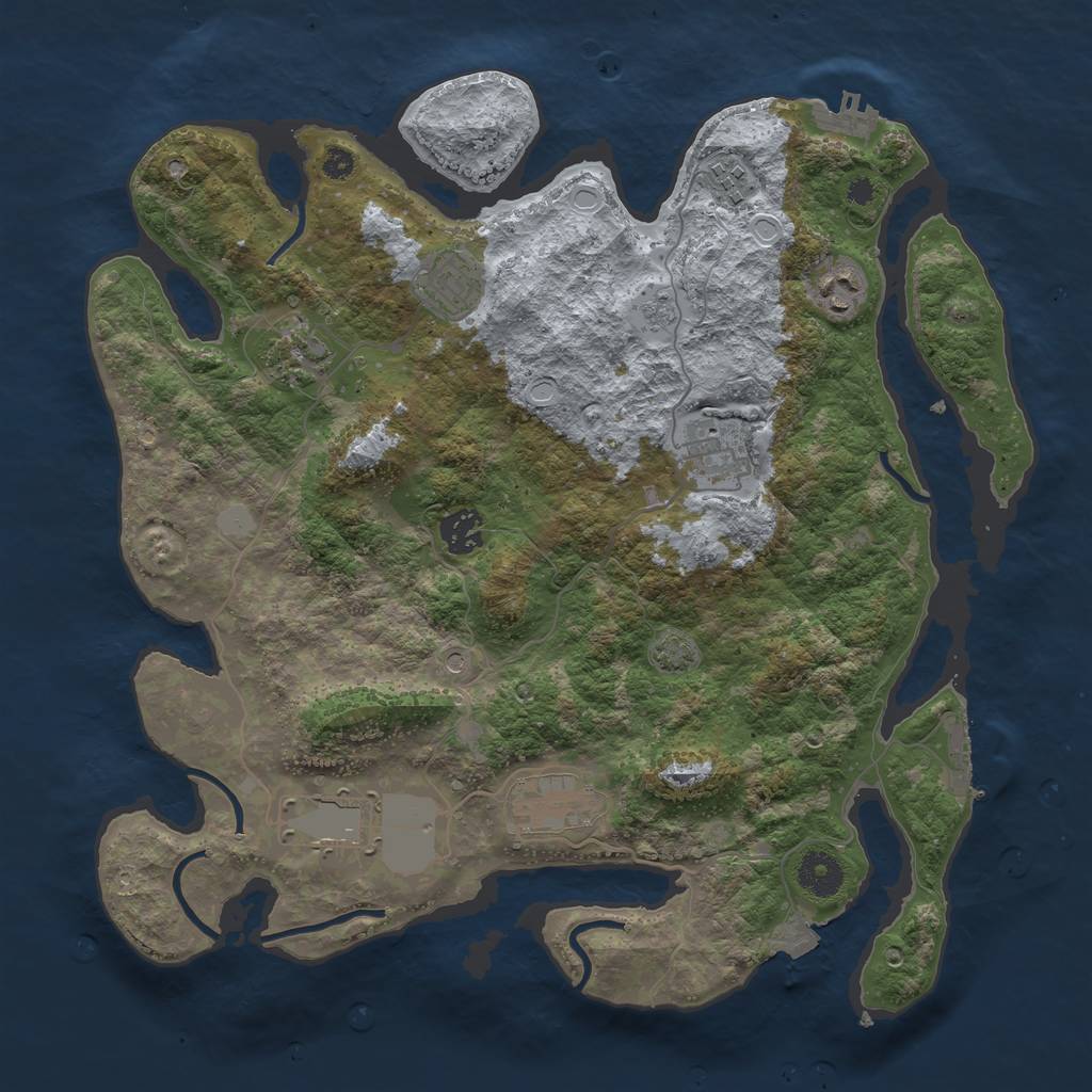 Rust Map: Procedural Map, Size: 3650, Seed: 11748477, 16 Monuments