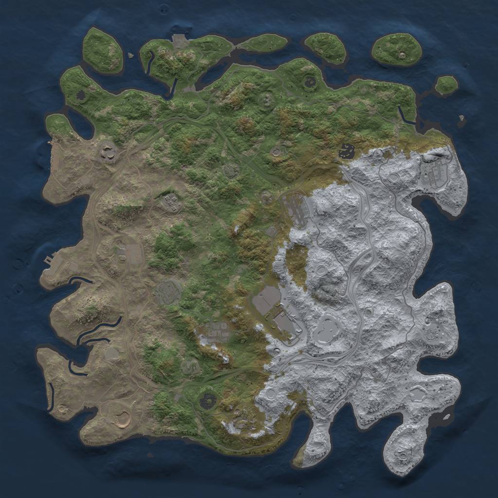 Rust Map: Procedural Map, Size: 4500, Seed: 573825697, 19 Monuments