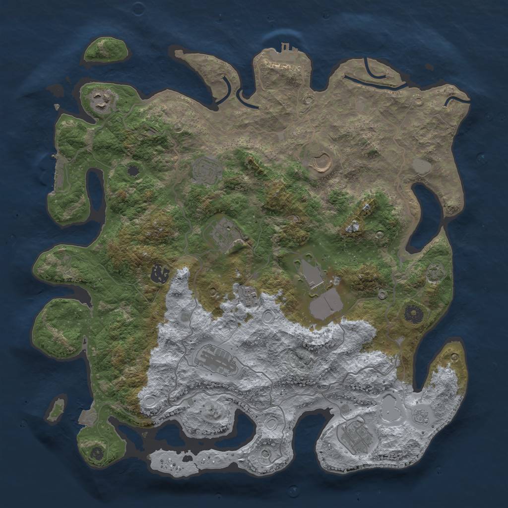 Rust Map: Procedural Map, Size: 4000, Seed: 75133367, 17 Monuments