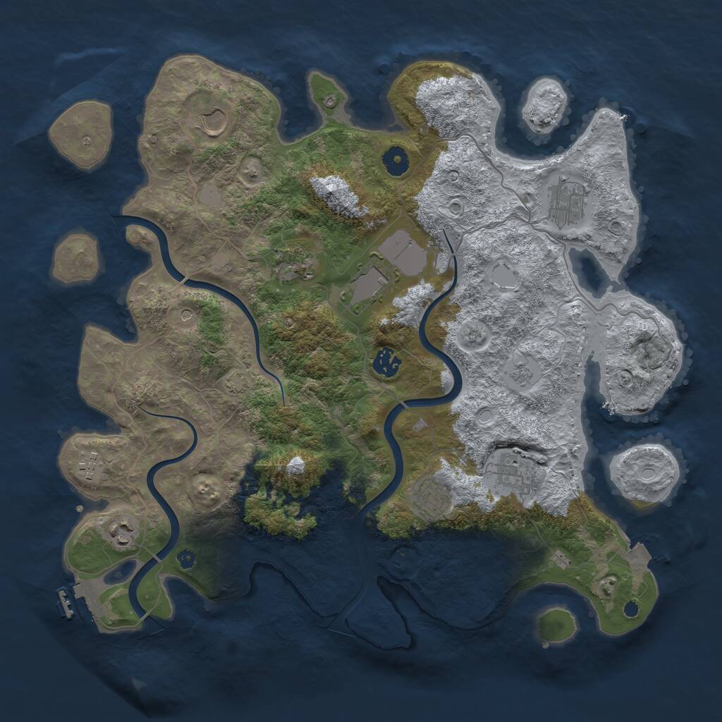 Rust Map: Procedural Map, Size: 3950, Seed: 89246382, 14 Monuments