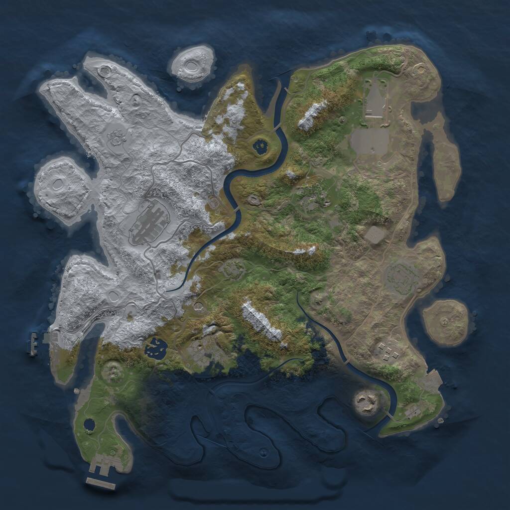 Rust Map: Procedural Map, Size: 3500, Seed: 832205558, 14 Monuments