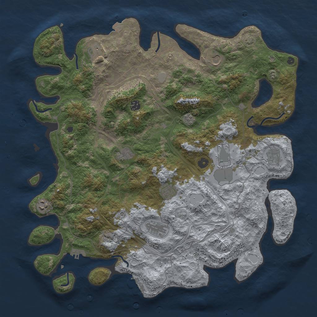 Rust Map: Procedural Map, Size: 4500, Seed: 289374, 18 Monuments