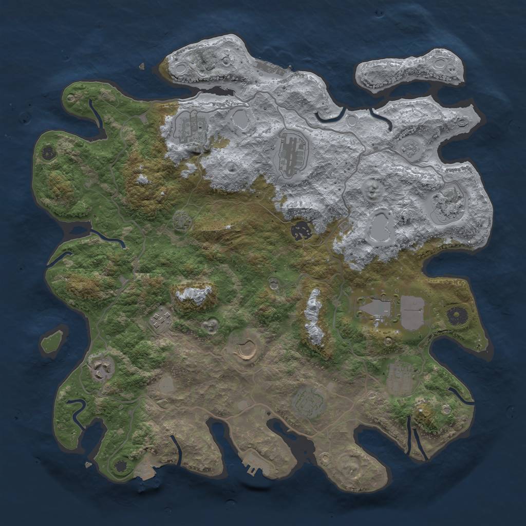 Rust Map: Procedural Map, Size: 4000, Seed: 286543939, 18 Monuments