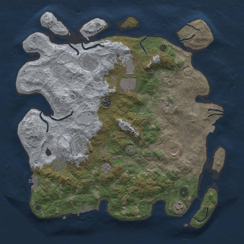 Rust Map: Procedural Map, Size: 3950, Seed: 10886147, 17 Monuments