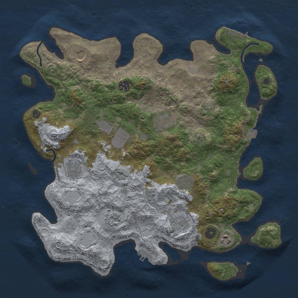 Rust Map: Procedural Map, Size: 3950, Seed: 58724732, 18 Monuments