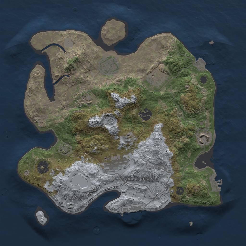 Rust Map: Procedural Map, Size: 3000, Seed: 2124200837, 14 Monuments