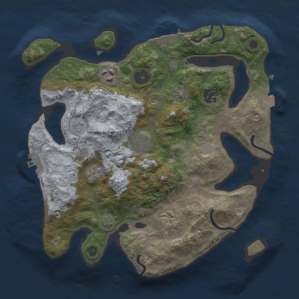 Rust Map: Procedural Map, Size: 3000, Seed: 1137335427, 13 Monuments