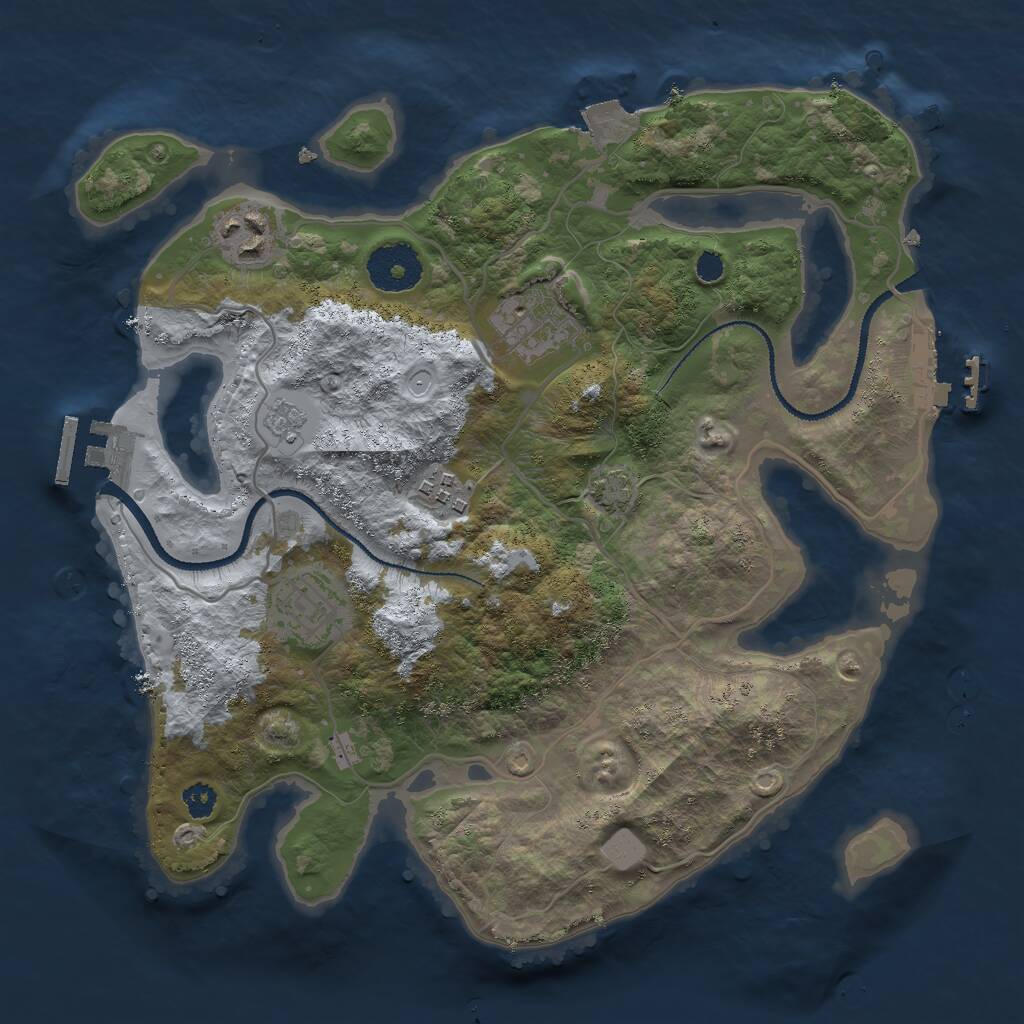 Rust Map: Procedural Map, Size: 3000, Seed: 1137335427, 9 Monuments