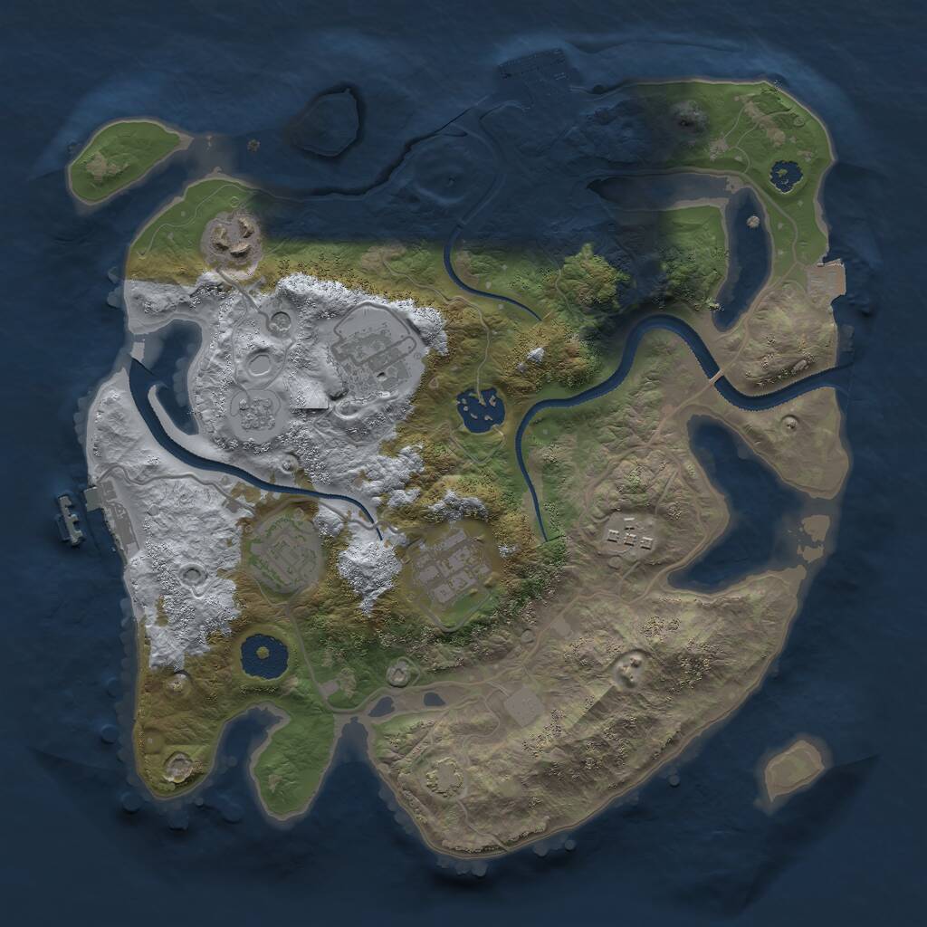 Rust Map: Procedural Map, Size: 3000, Seed: 1137335427, 12 Monuments