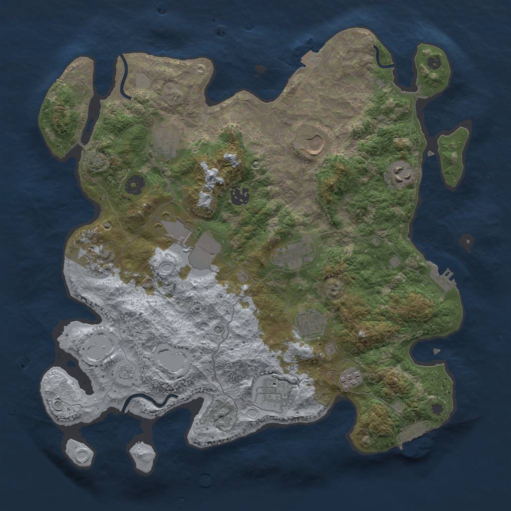 Rust Map: Procedural Map, Size: 3850, Seed: 12785751, 18 Monuments
