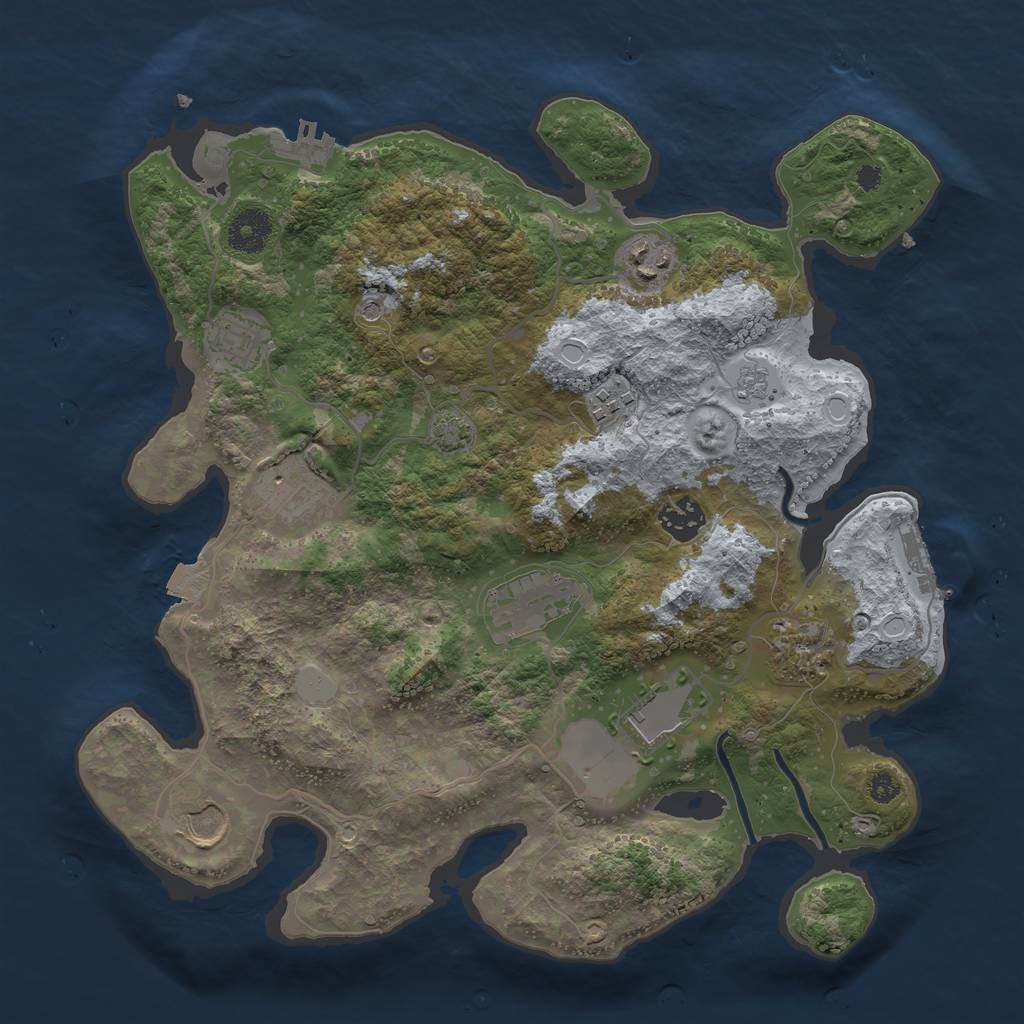 Rust Map: Procedural Map, Size: 3500, Seed: 1037126816, 17 Monuments