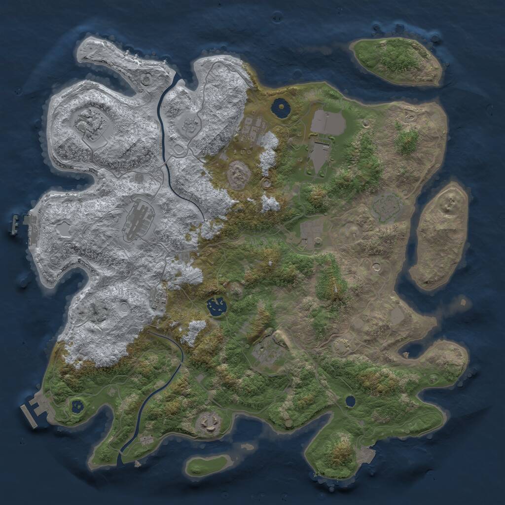 Rust Map: Procedural Map, Size: 3950, Seed: 19745107, 16 Monuments