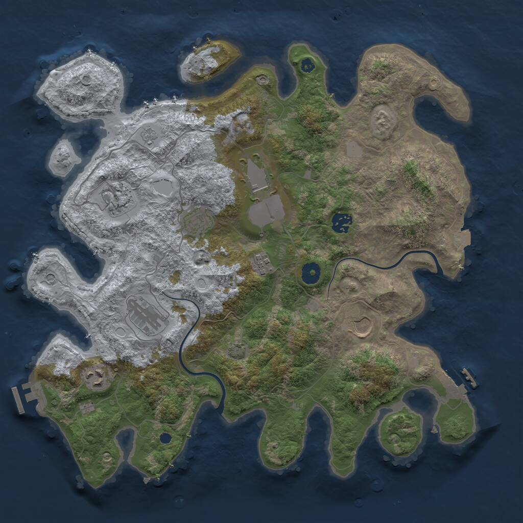 Rust Map: Procedural Map, Size: 3800, Seed: 39744504, 14 Monuments