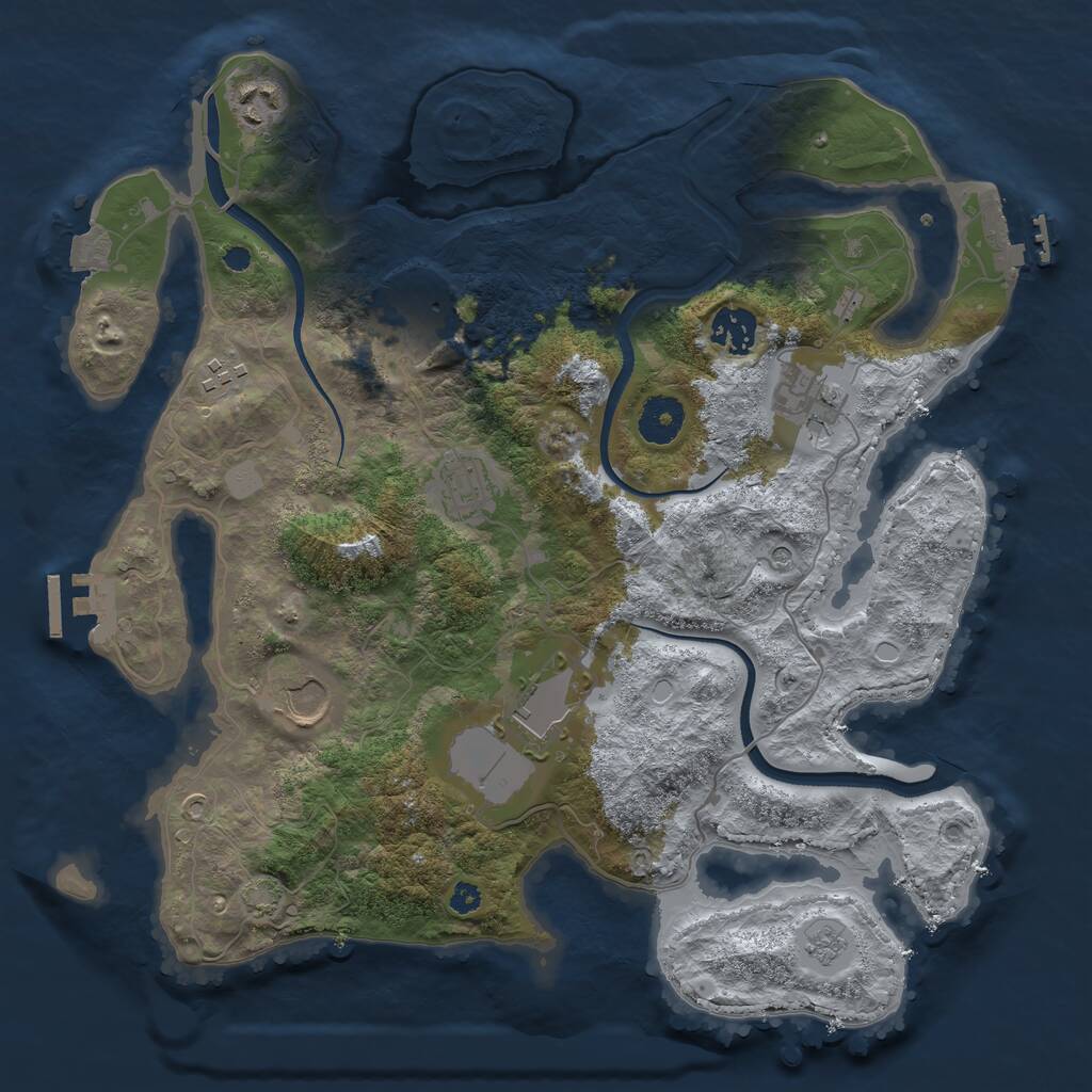 Rust Map: Procedural Map, Size: 3500, Seed: 55911935, 14 Monuments