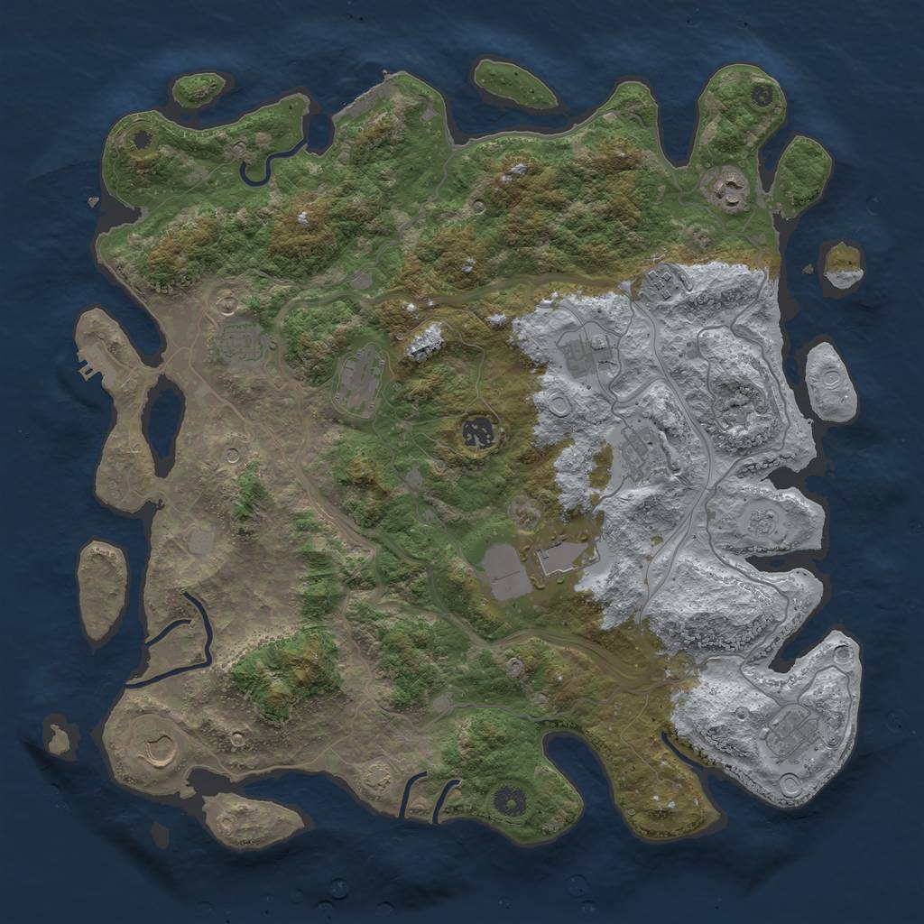 Rust Map: Procedural Map, Size: 4300, Seed: 28908537, 18 Monuments