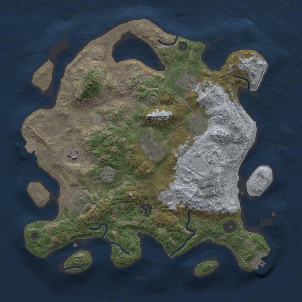 Rust Map: Procedural Map, Size: 3450, Seed: 60616910, 13 Monuments