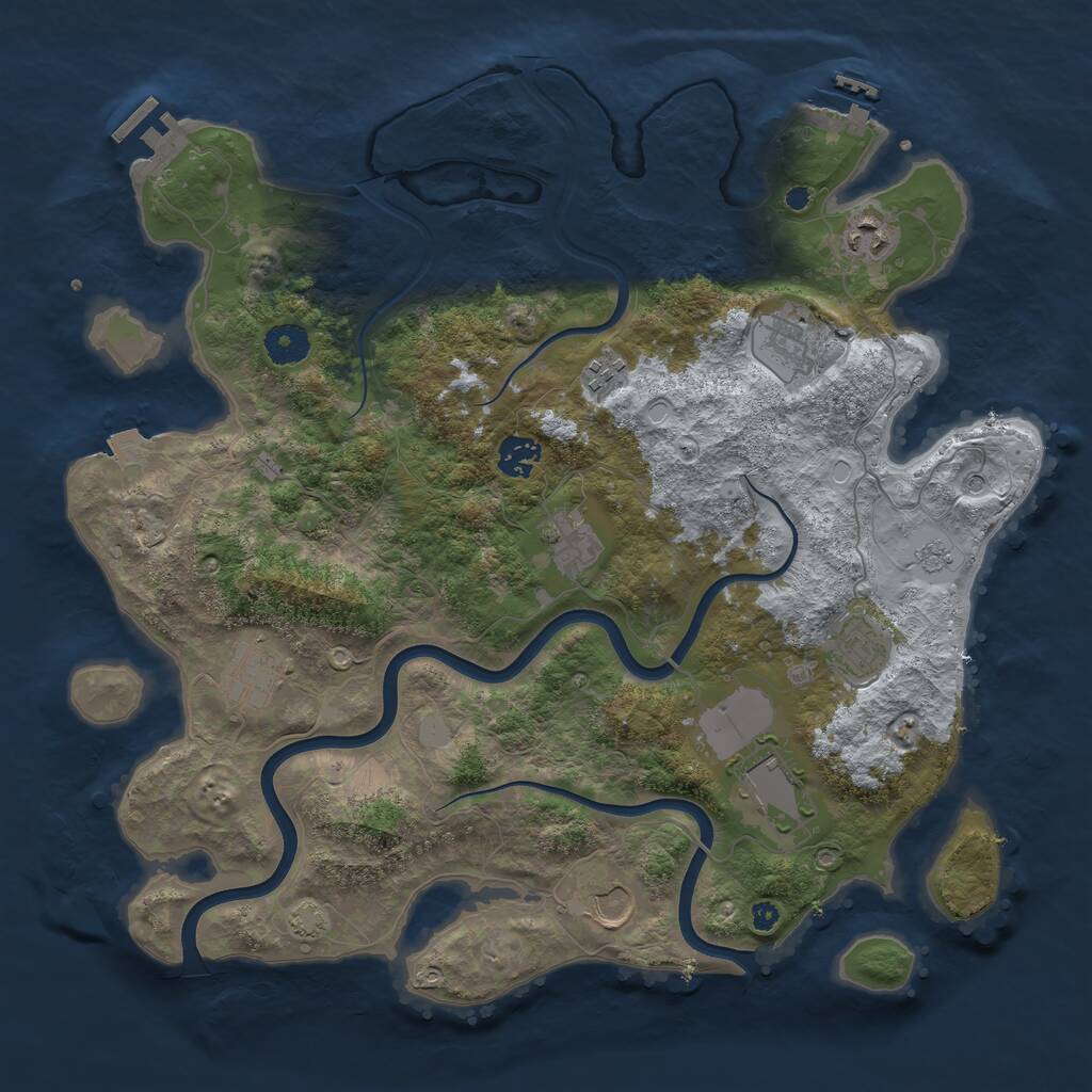 Rust Map: Procedural Map, Size: 3850, Seed: 27188045, 15 Monuments