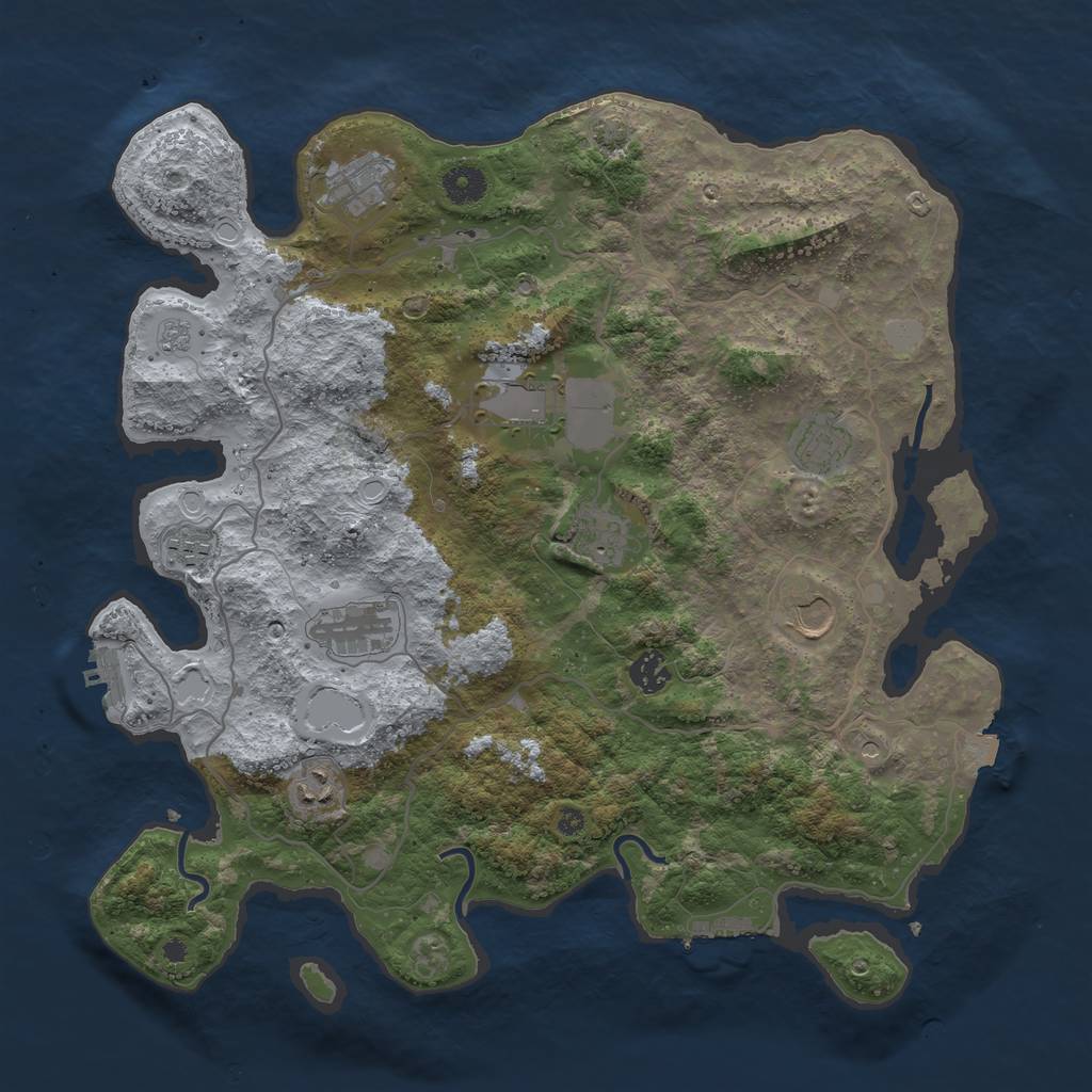 Rust Map: Procedural Map, Size: 4000, Seed: 1116357972, 17 Monuments