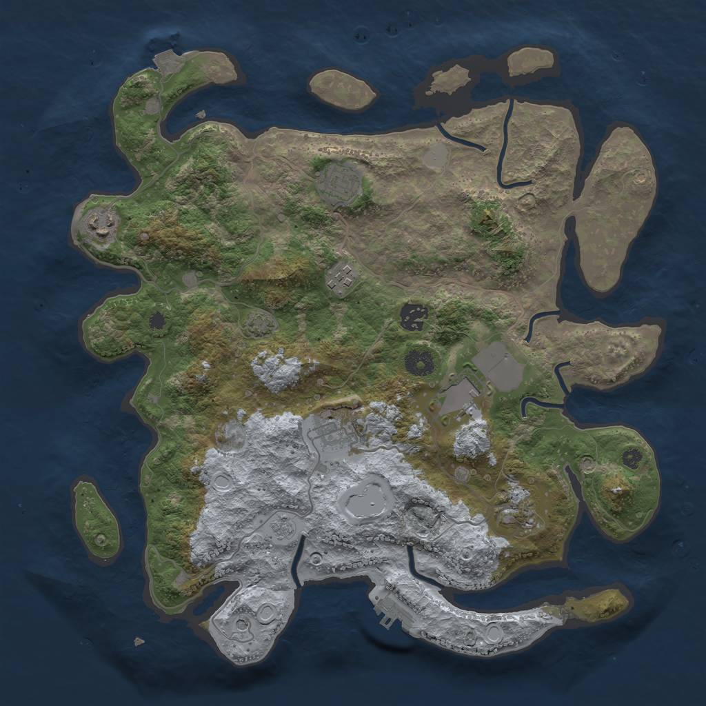 Rust Map: Procedural Map, Size: 3700, Seed: 46970778, 14 Monuments