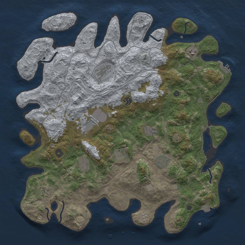 Rust Map: Procedural Map, Size: 4400, Seed: 9351569, 17 Monuments