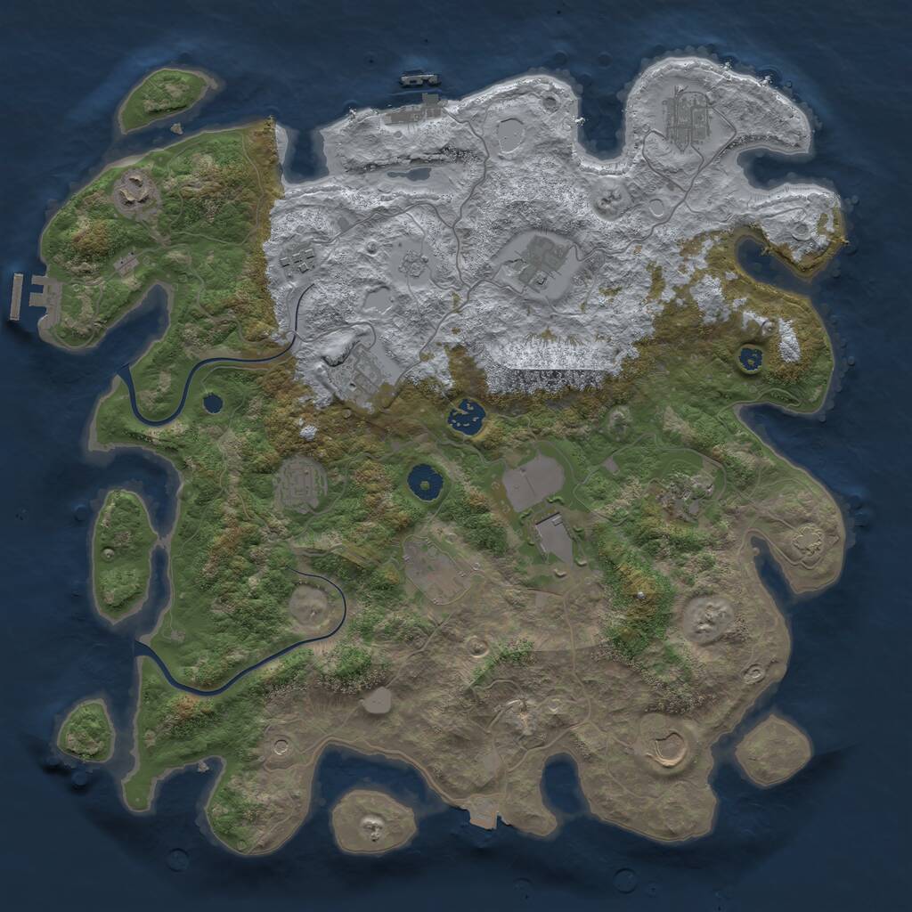 Rust Map: Procedural Map, Size: 3950, Seed: 56085574, 17 Monuments