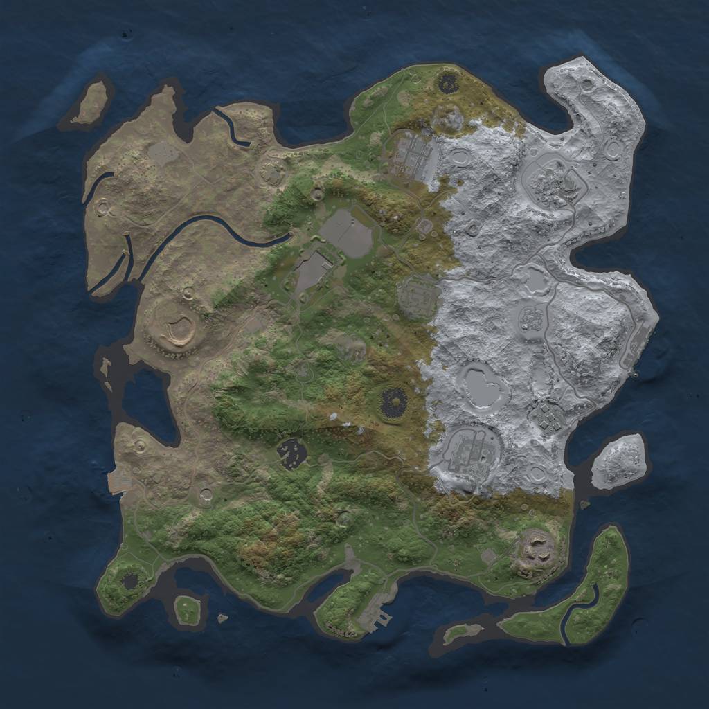 Rust Map: Procedural Map, Size: 3650, Seed: 43415875, 17 Monuments
