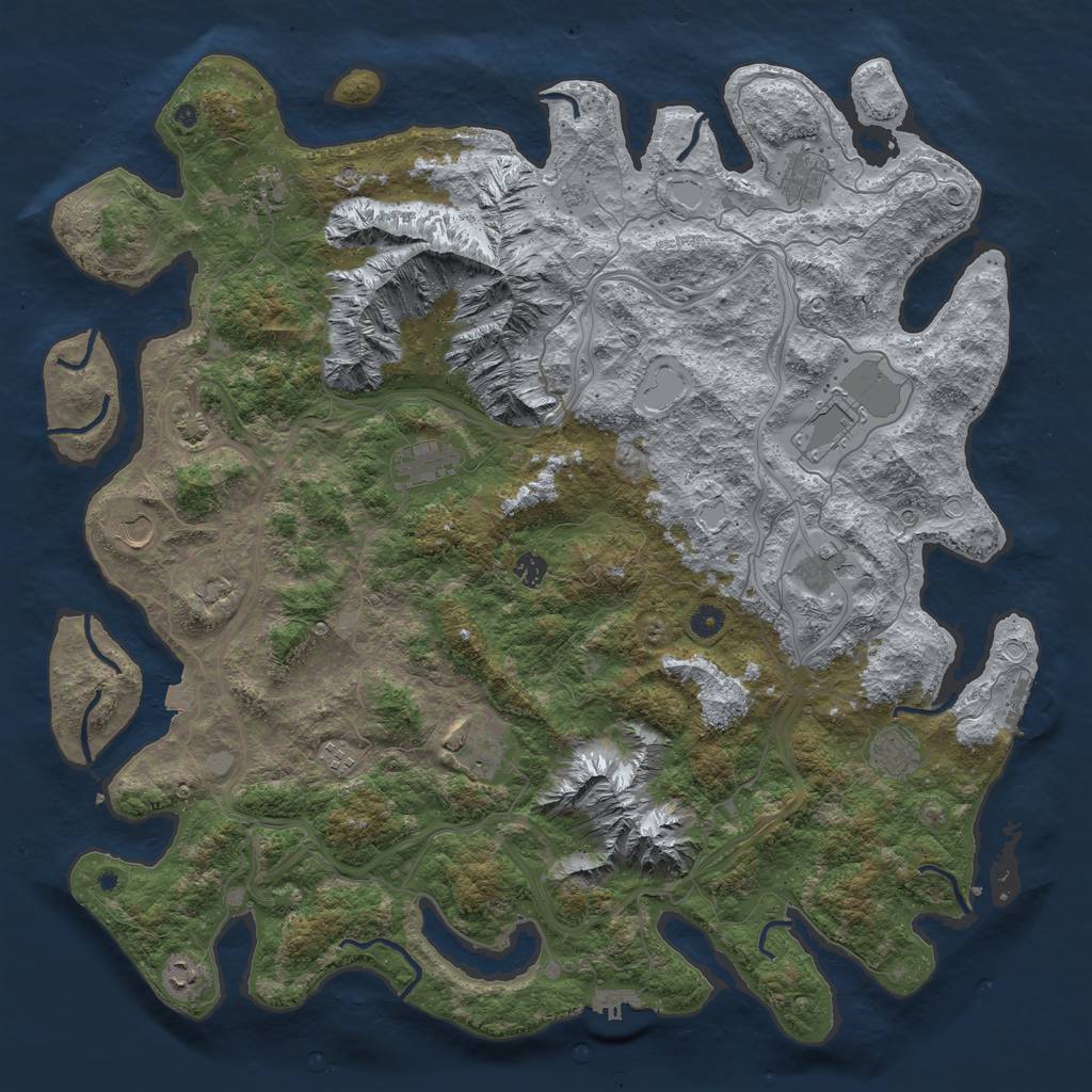 Rust Map: Procedural Map, Size: 5000, Seed: 672885886, 19 Monuments