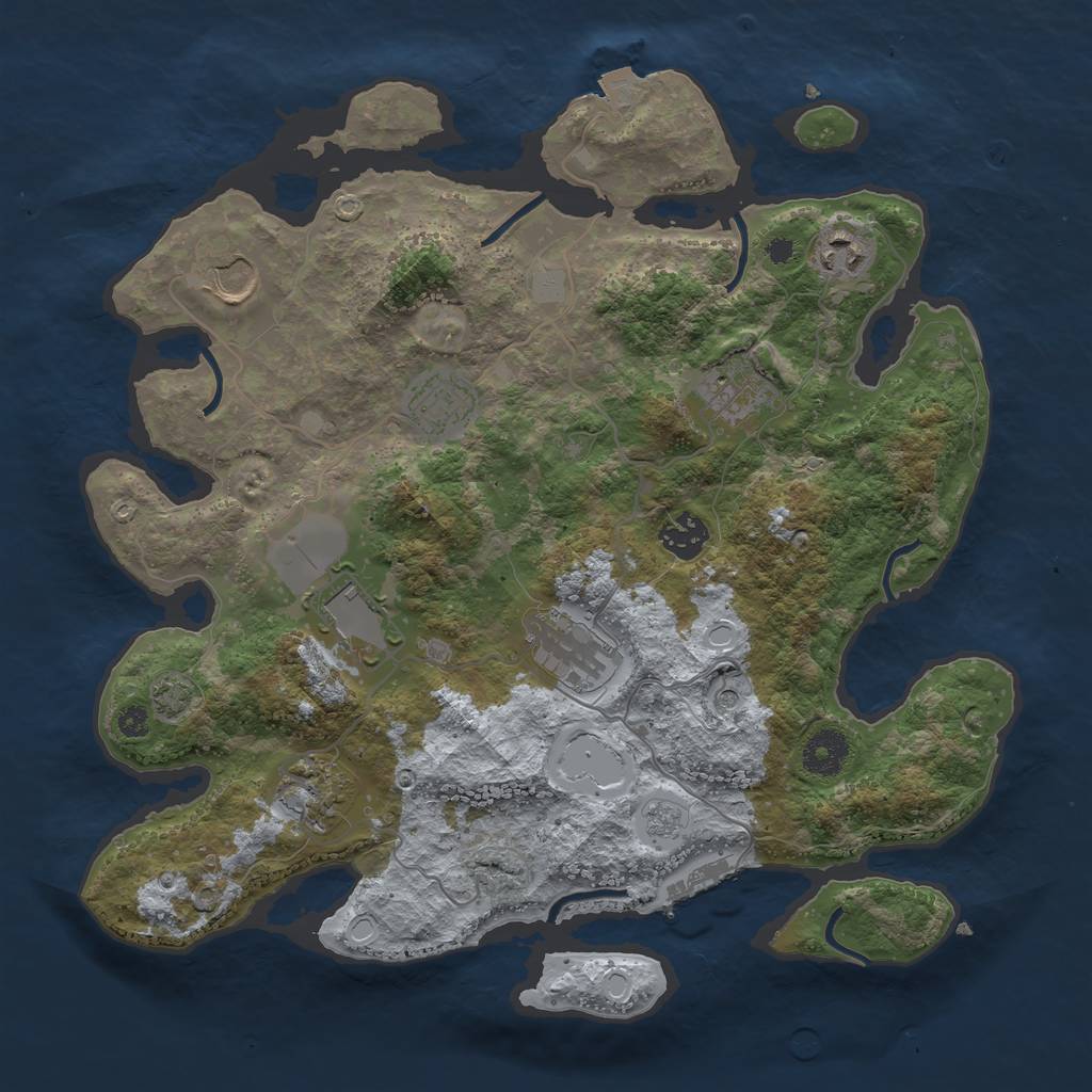Rust Map: Procedural Map, Size: 3550, Seed: 96972454, 15 Monuments