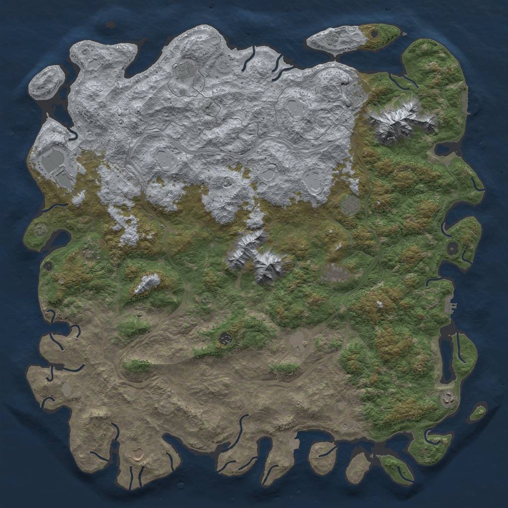 Rust Map: Procedural Map, Size: 6000, Seed: 784005877, 19 Monuments