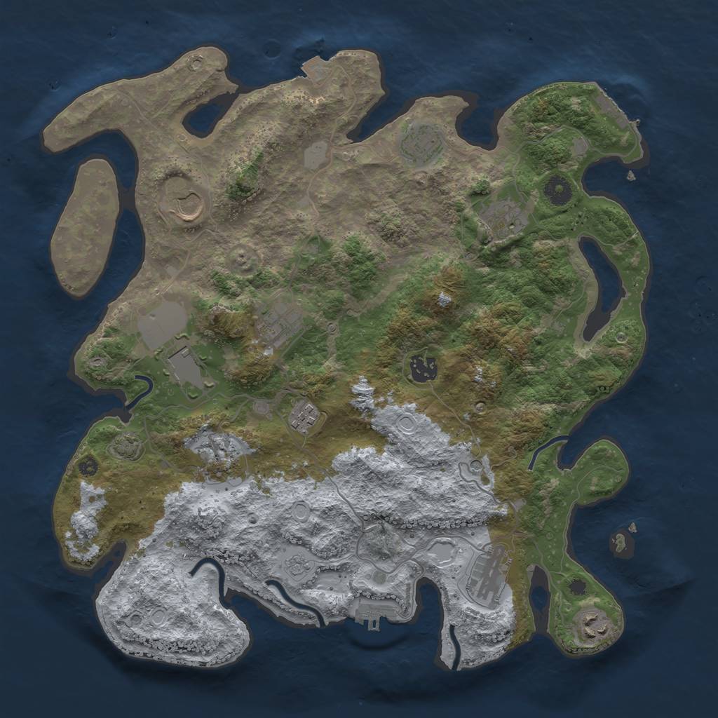 Rust Map: Procedural Map, Size: 3800, Seed: 33933298, 18 Monuments