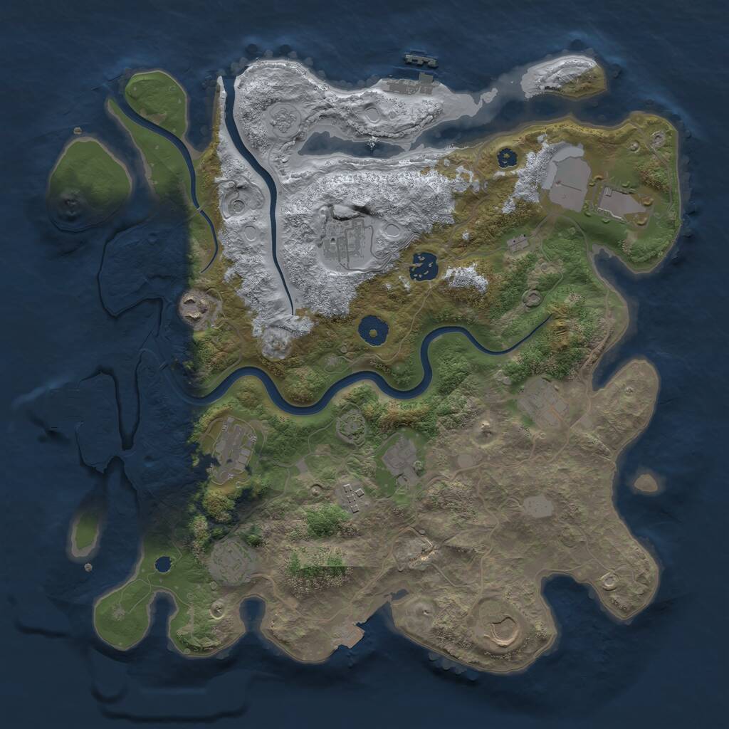 Rust Map: Procedural Map, Size: 3700, Seed: 760564656, 16 Monuments