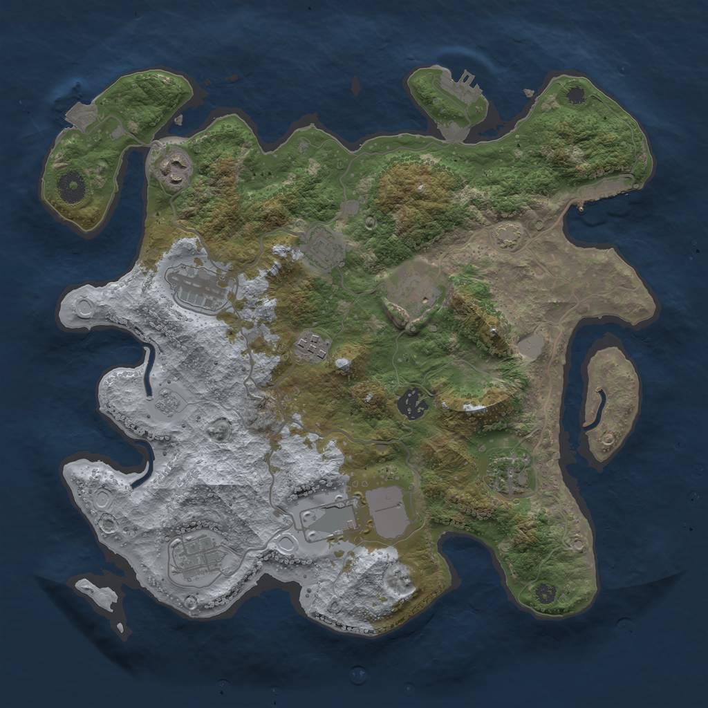 Rust Map: Procedural Map, Size: 3550, Seed: 85068212, 16 Monuments