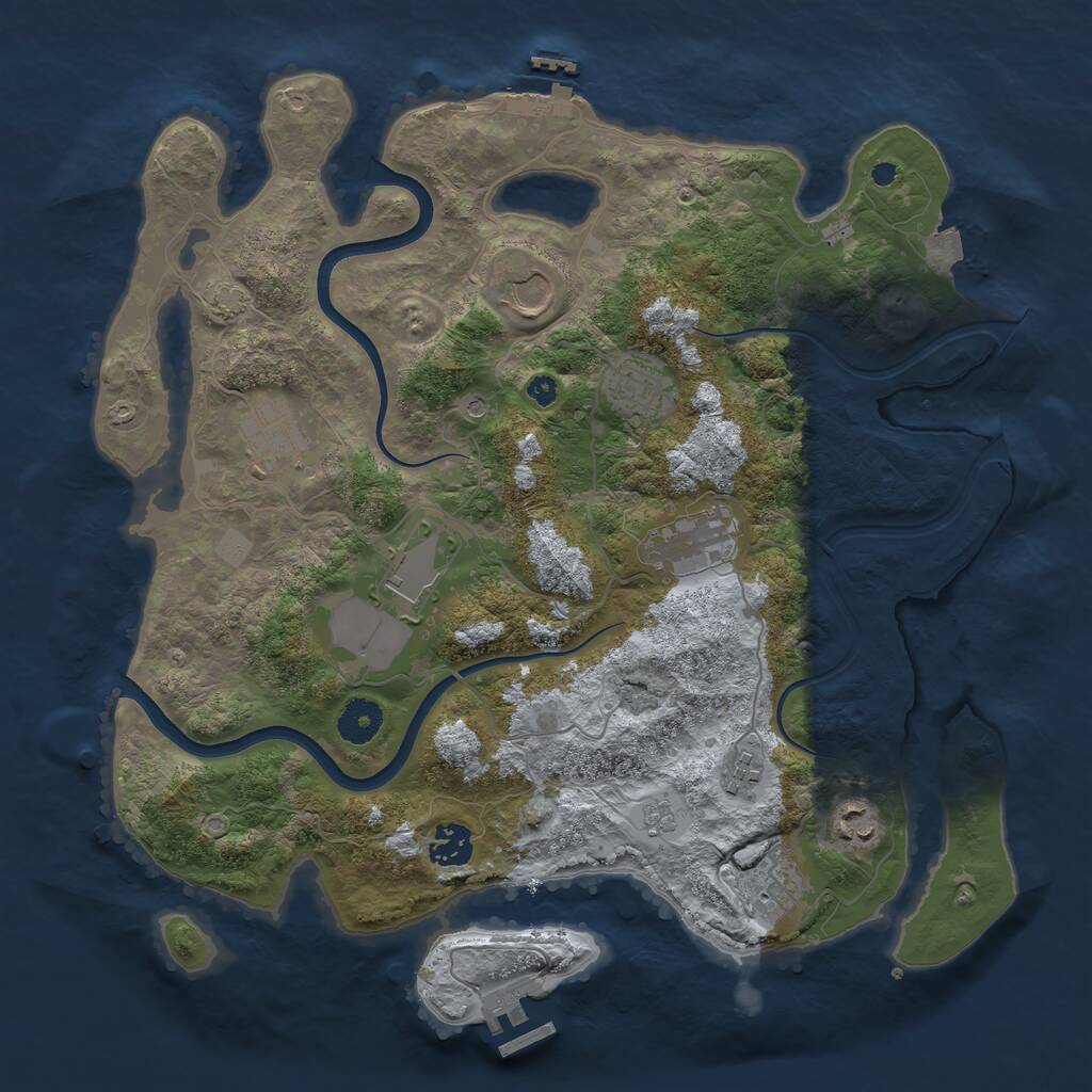 Rust Map: Procedural Map, Size: 3700, Seed: 2013950274, 15 Monuments