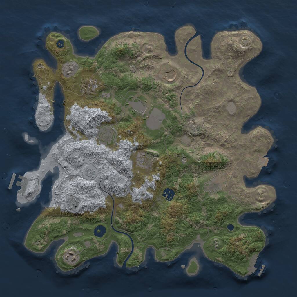 Rust Map: Procedural Map, Size: 3750, Seed: 68615439, 15 Monuments