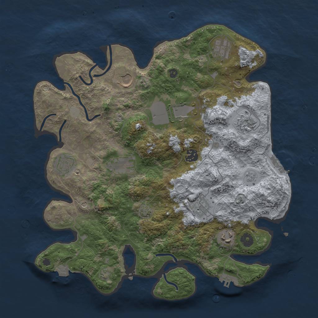 Rust Map: Procedural Map, Size: 3600, Seed: 33078562, 17 Monuments