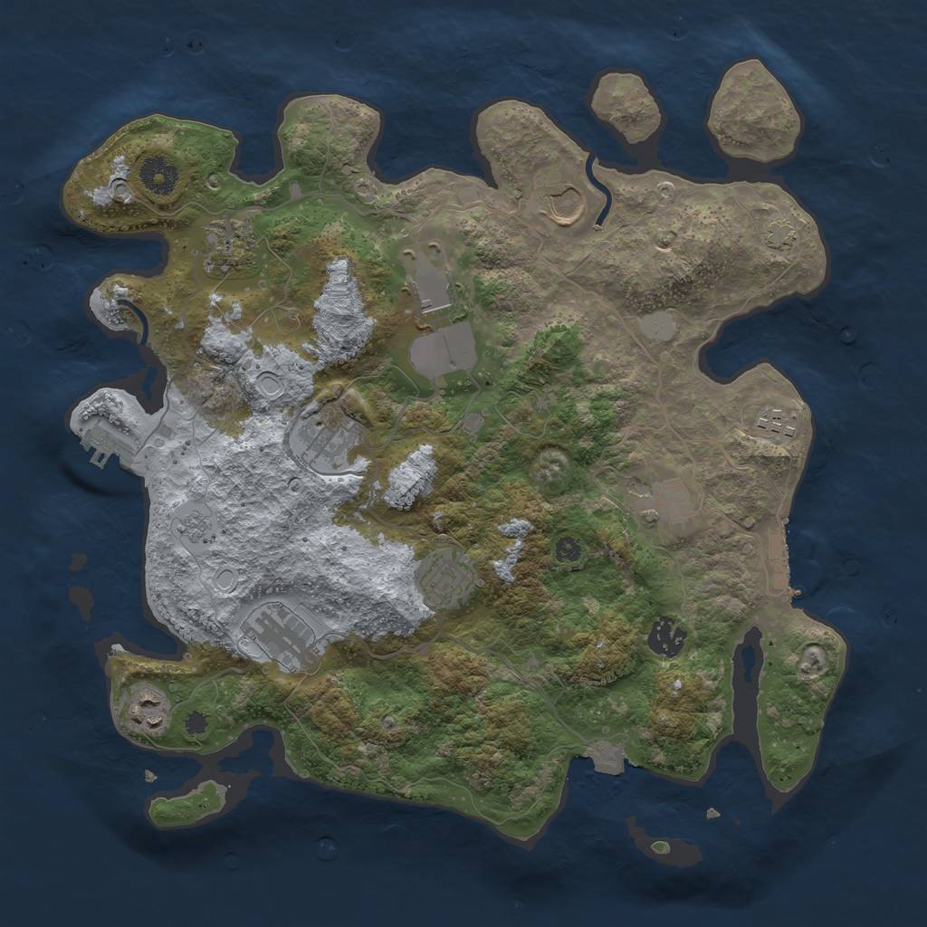 Rust Map: Procedural Map, Size: 3650, Seed: 965842, 17 Monuments